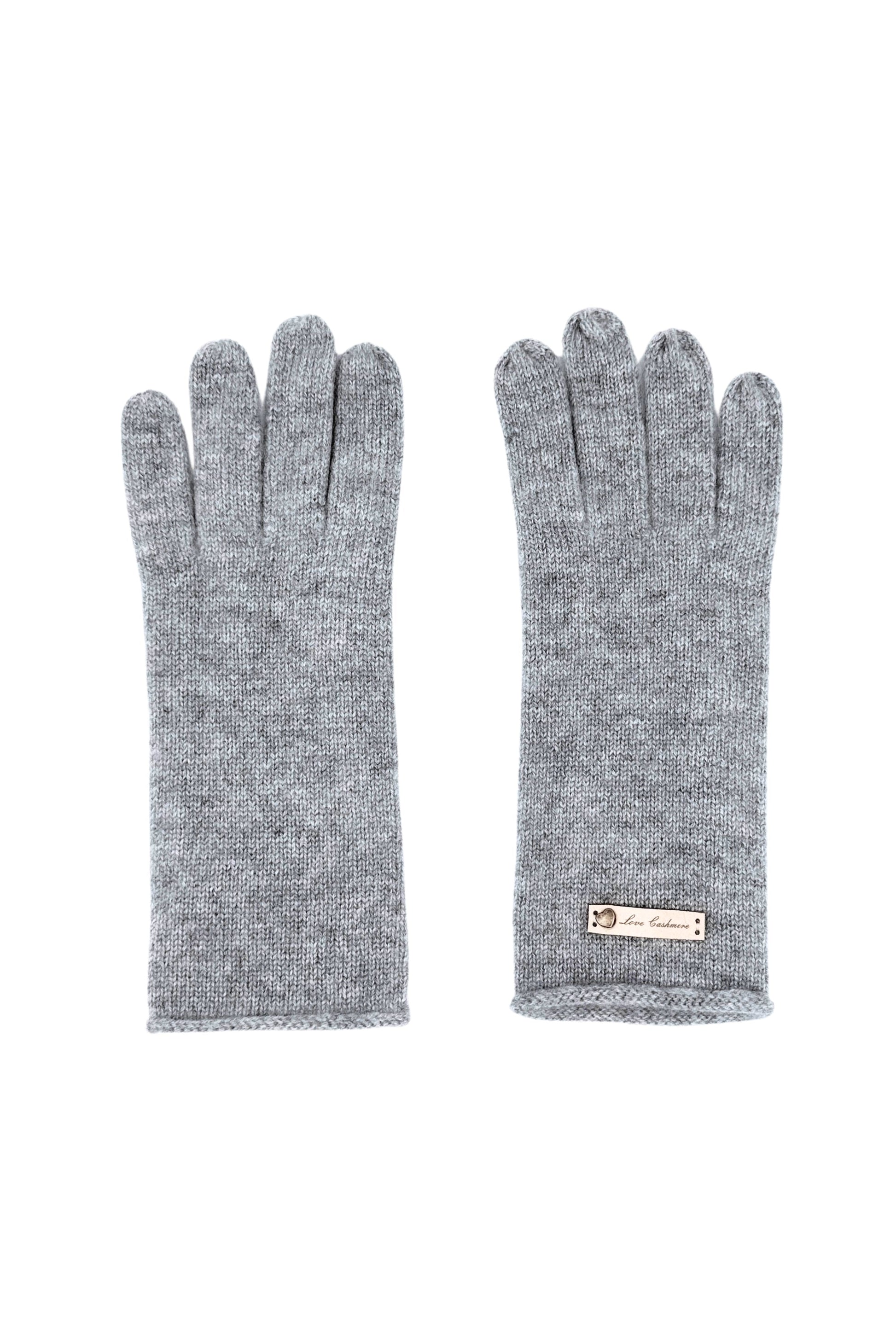 Grey pure cashmere fine knit gloves, flat product view – Love Cashmere NZ