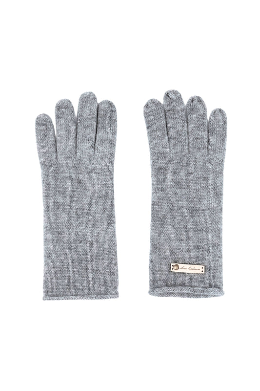 Grey pure cashmere fine knit gloves, flat product view – Love Cashmere NZ
