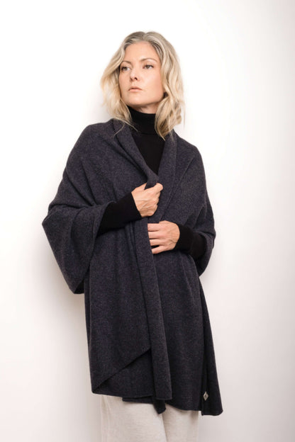 Versatile Pure Cashmere Wrap & Scarf - Charcoal