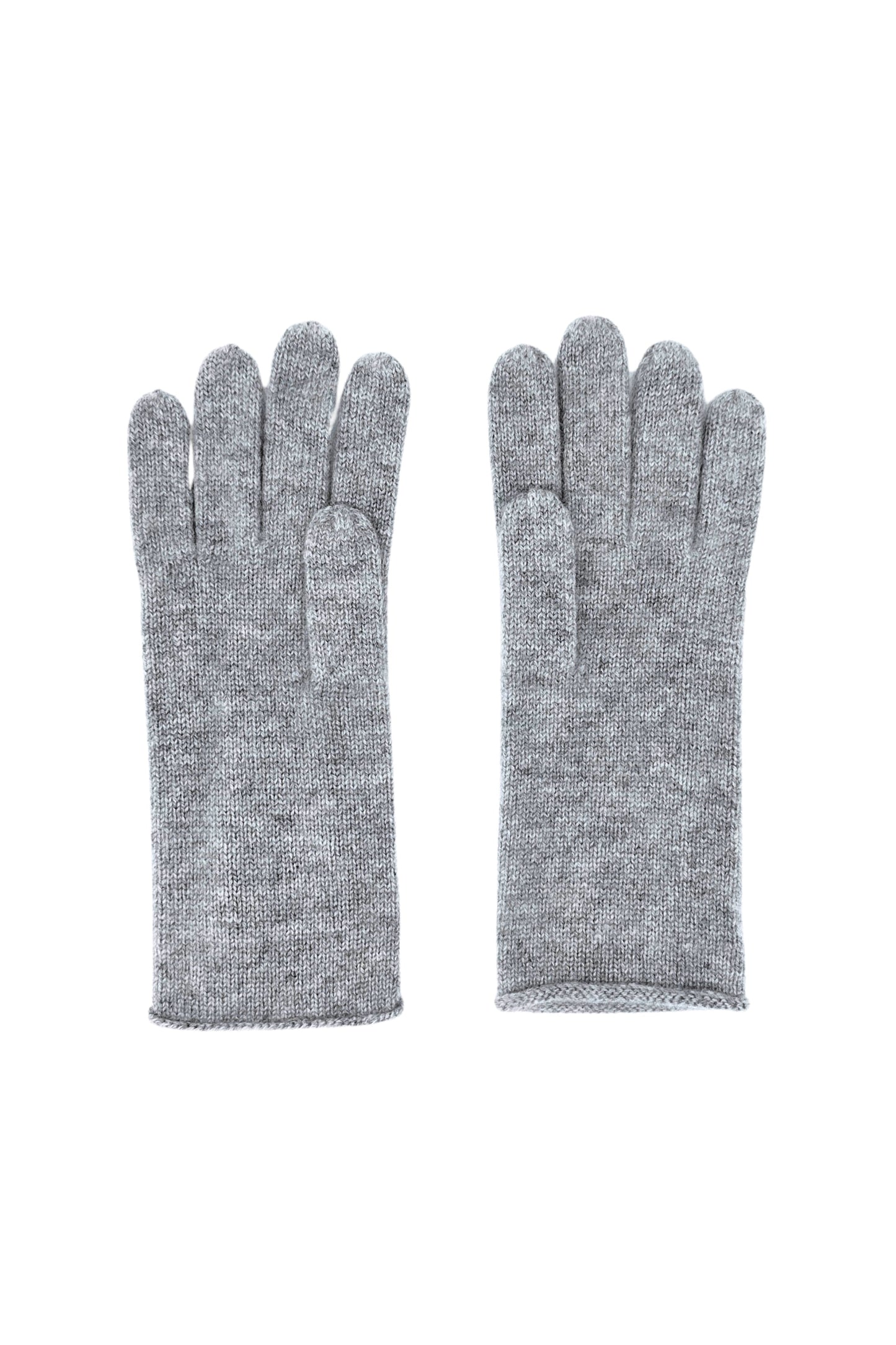 Pair of grey cashmere fine knit gloves, flat product view – Love Cashmere NZ