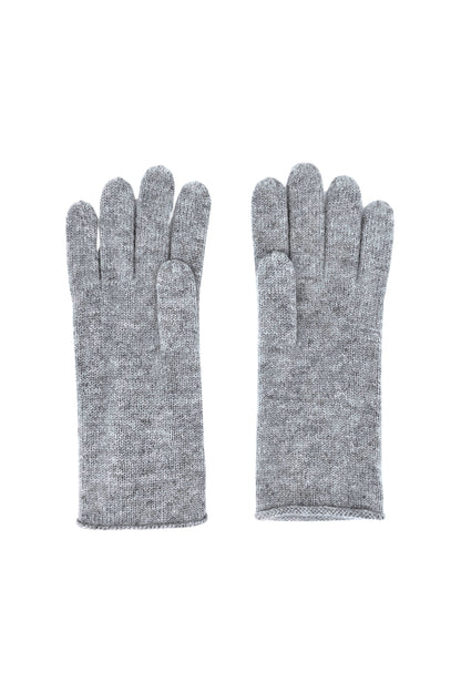 Pair of grey cashmere fine knit gloves, flat product view – Love Cashmere NZ