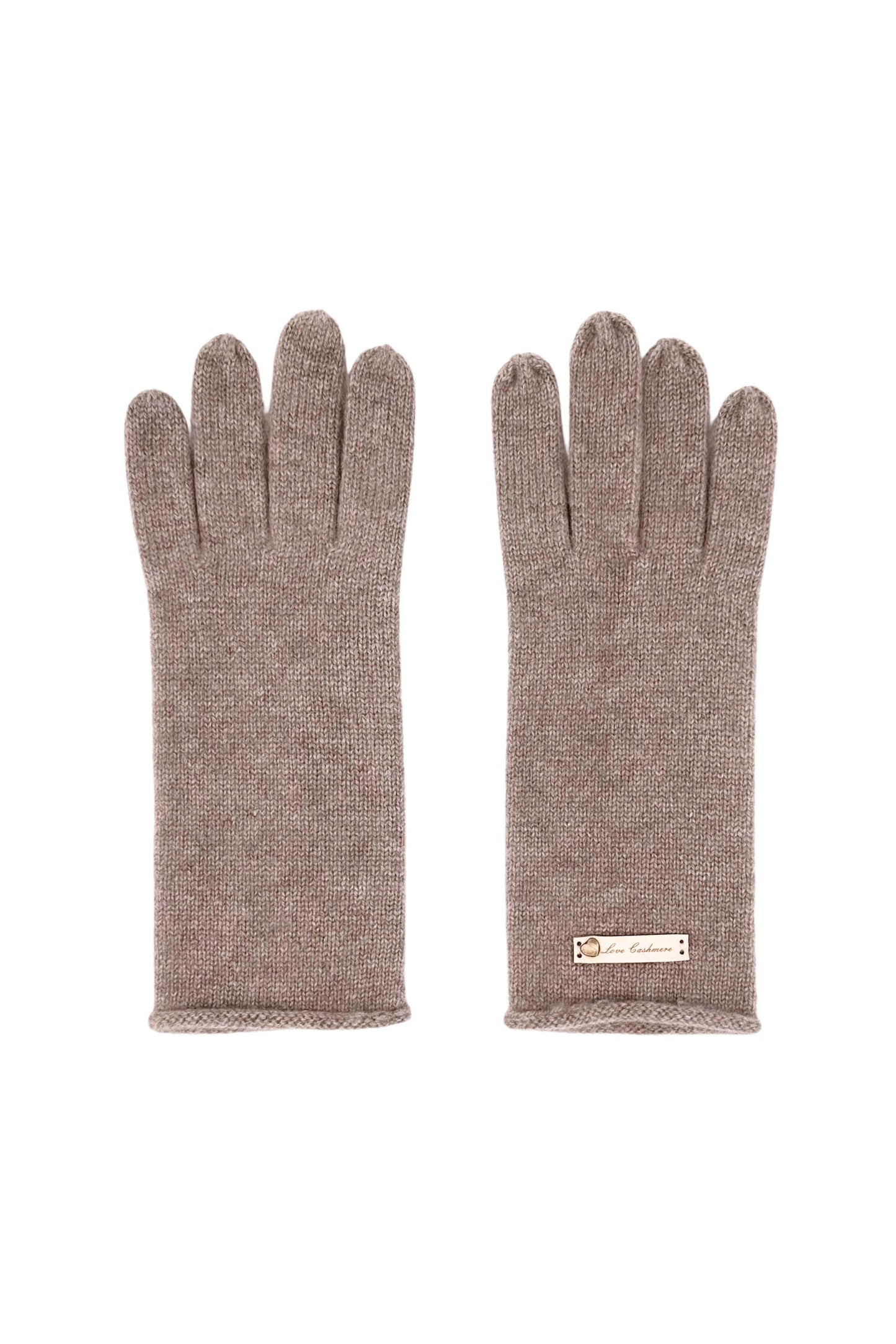 Chestnut pure cashmere fine knit gloves, flat product view – Love Cashmere NZ