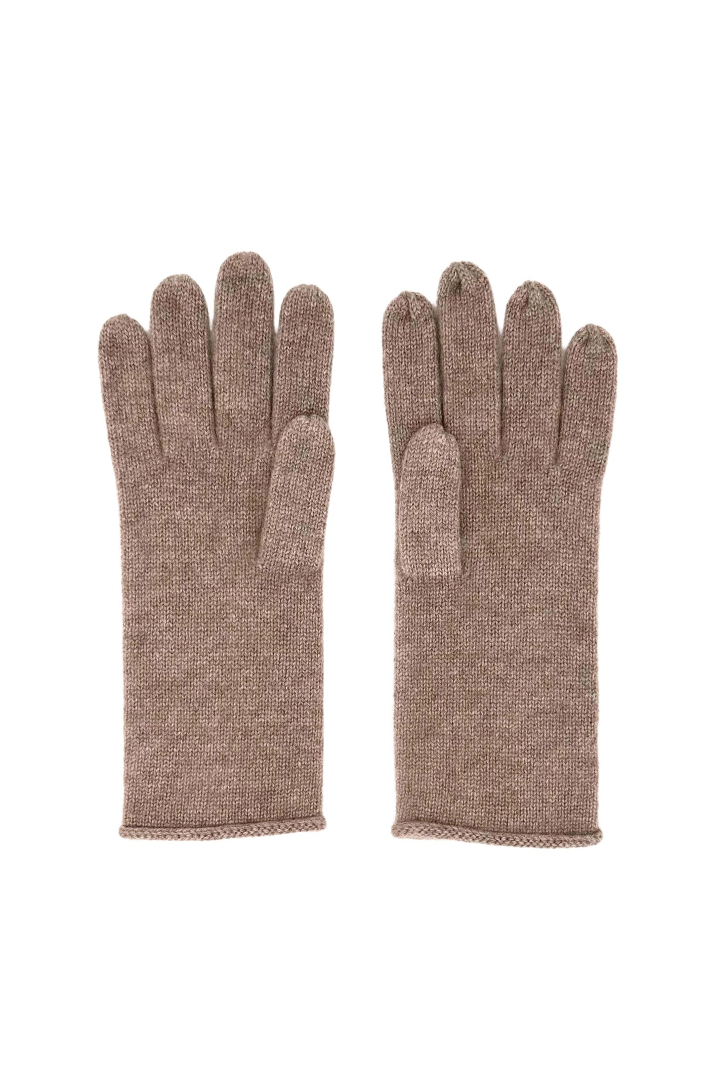 Pair of chestnut cashmere fine knit gloves, flat product view – Love Cashmere NZ