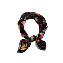 Load image into Gallery viewer, The Meowvellous Pure Mulberry Silk Scarf Bandana - Black
