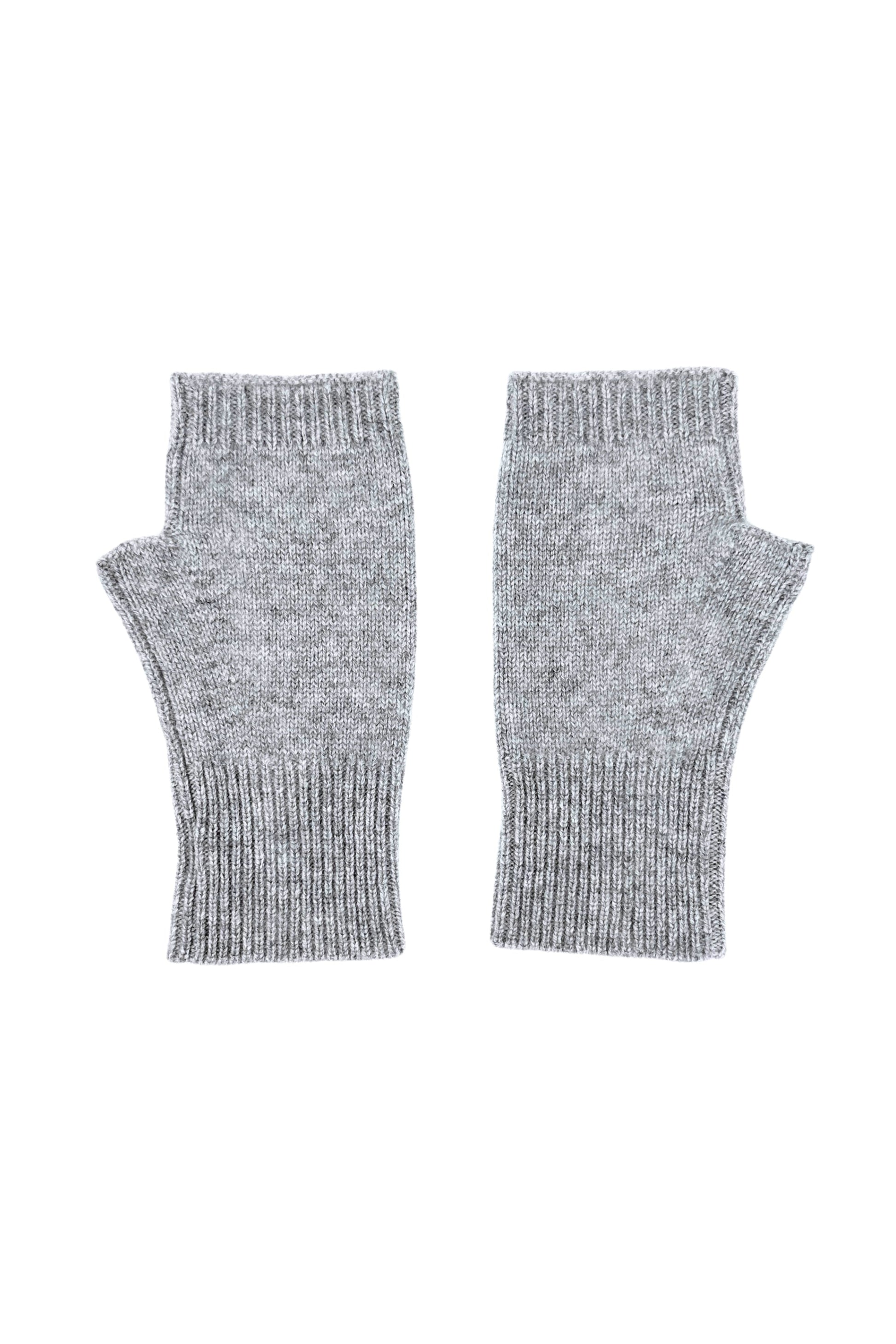 Grey pure cashmere fingerless gloves, flat product view – Love Cashmere NZ