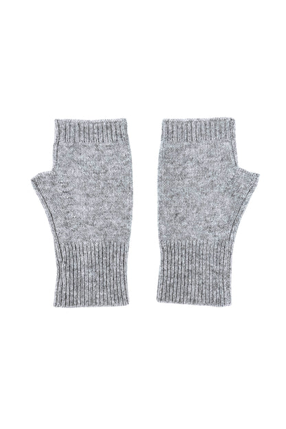Grey pure cashmere fingerless gloves, flat product view – Love Cashmere NZ