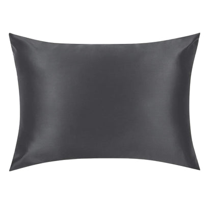 Charcoal grey mulberry silk pillowcase with zip closure, NZ queen size – LS Silk NZ
