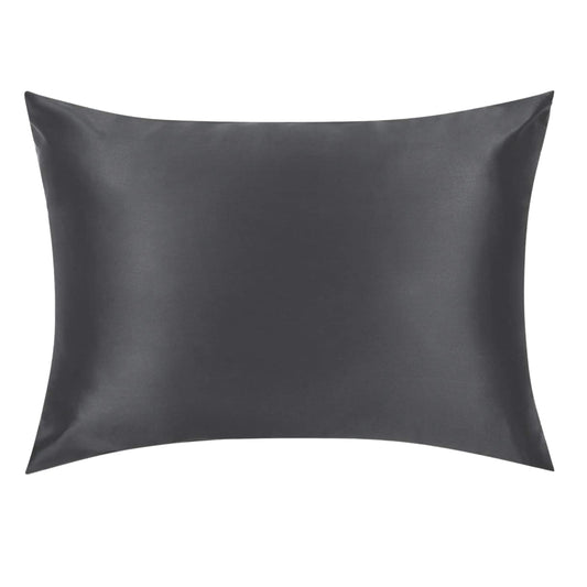 Charcoal grey mulberry silk pillowcase with zip closure, king size – LS Silk NZ