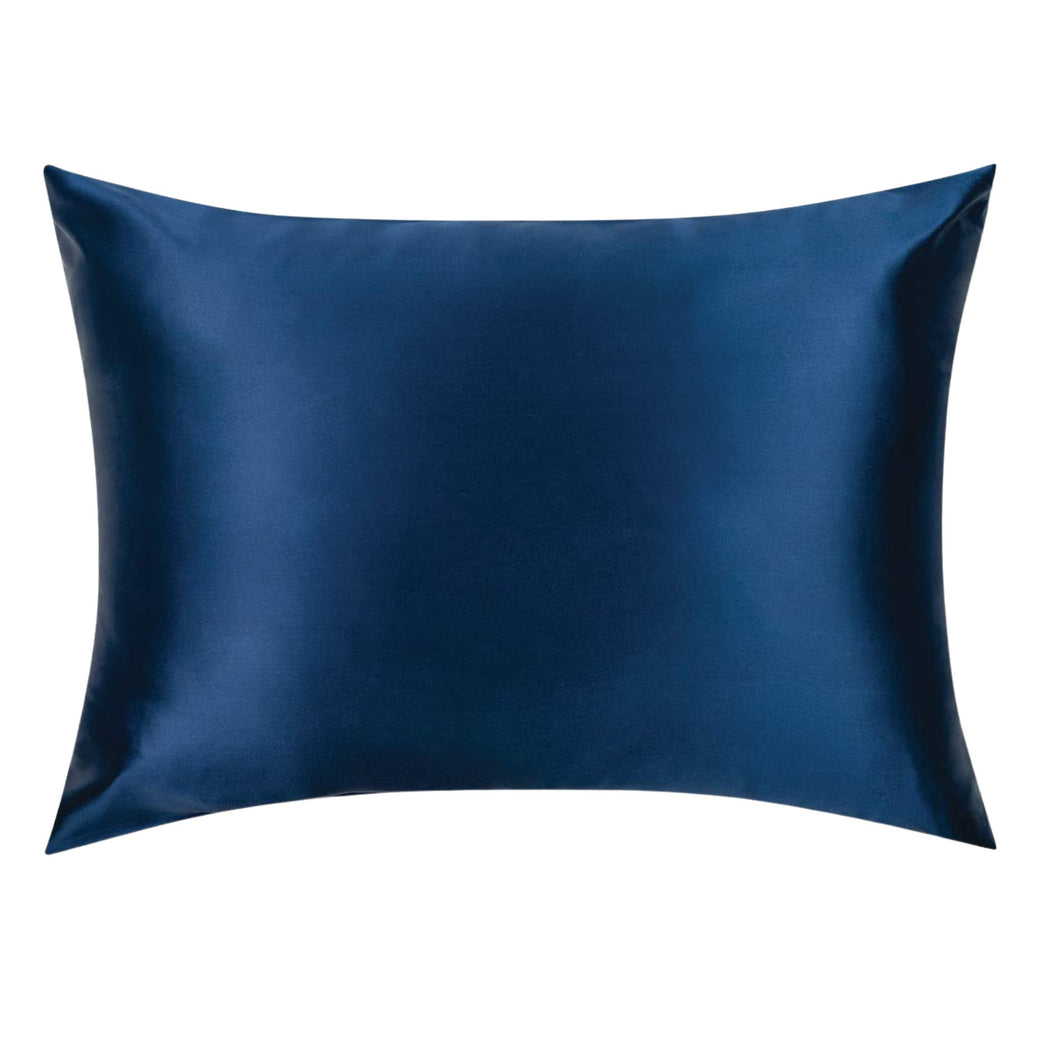 Navy Blue Silk Pillowcase -  USA Standard Size - Zip Closure