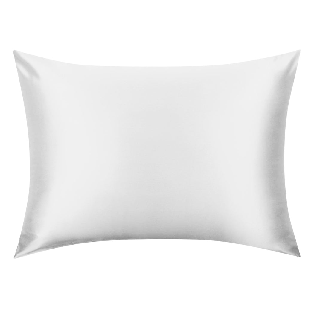 Ivory White Silk Pillowcase - USA Standard Size - Zip Closure