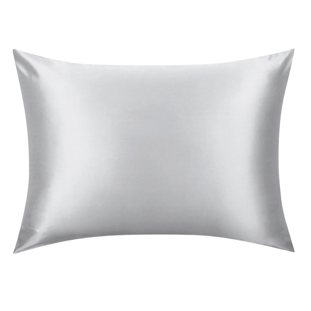 Silver Silk Pillowcase - USA Standard Size - Zip Closure