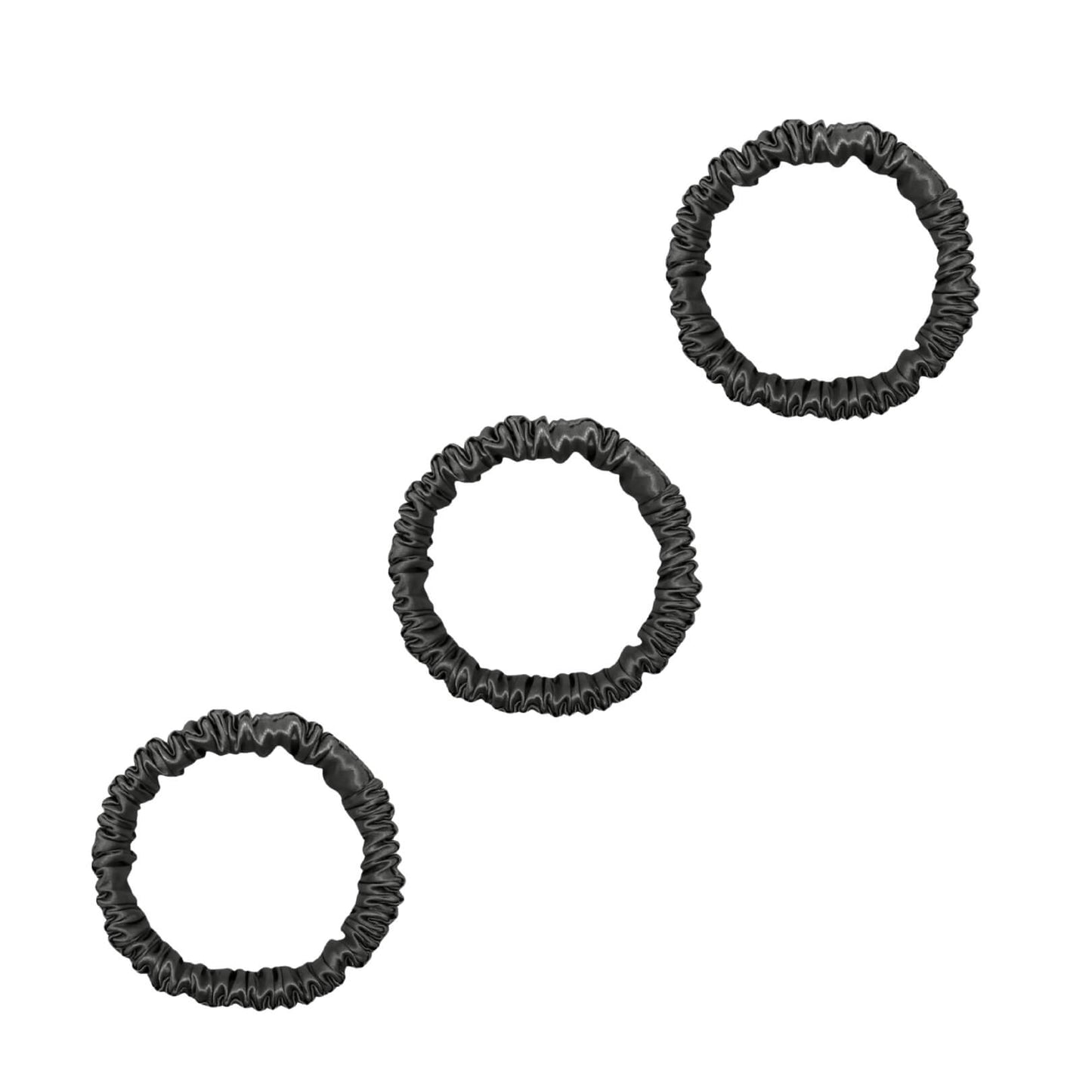 Three grey mini mulberry silk scrunchies – LS Silk NZ