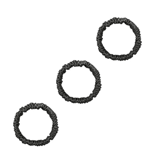 Three grey mini mulberry silk scrunchies – LS Silk NZ