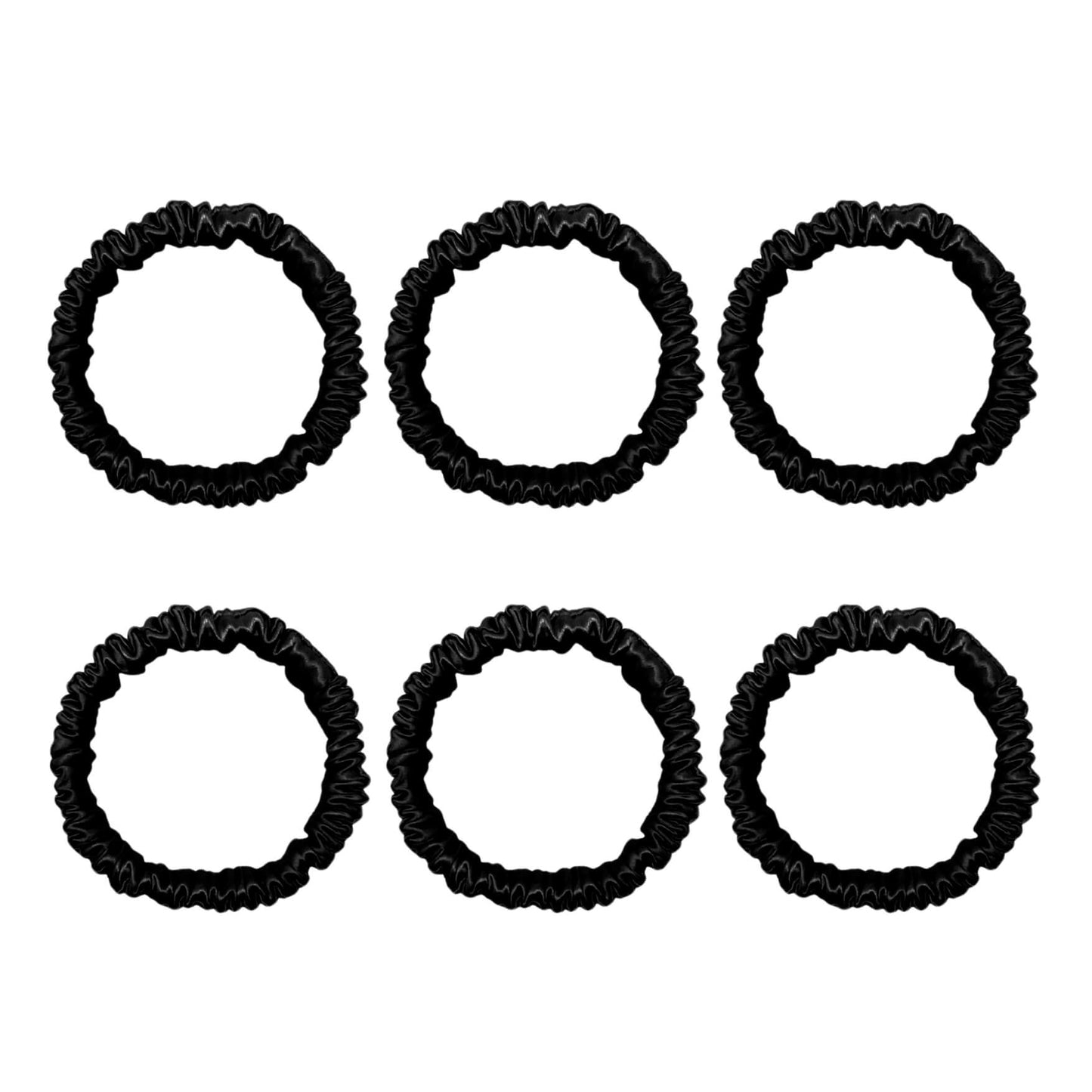 Six black mini mulberry silk scrunchies – LS Silk NZ