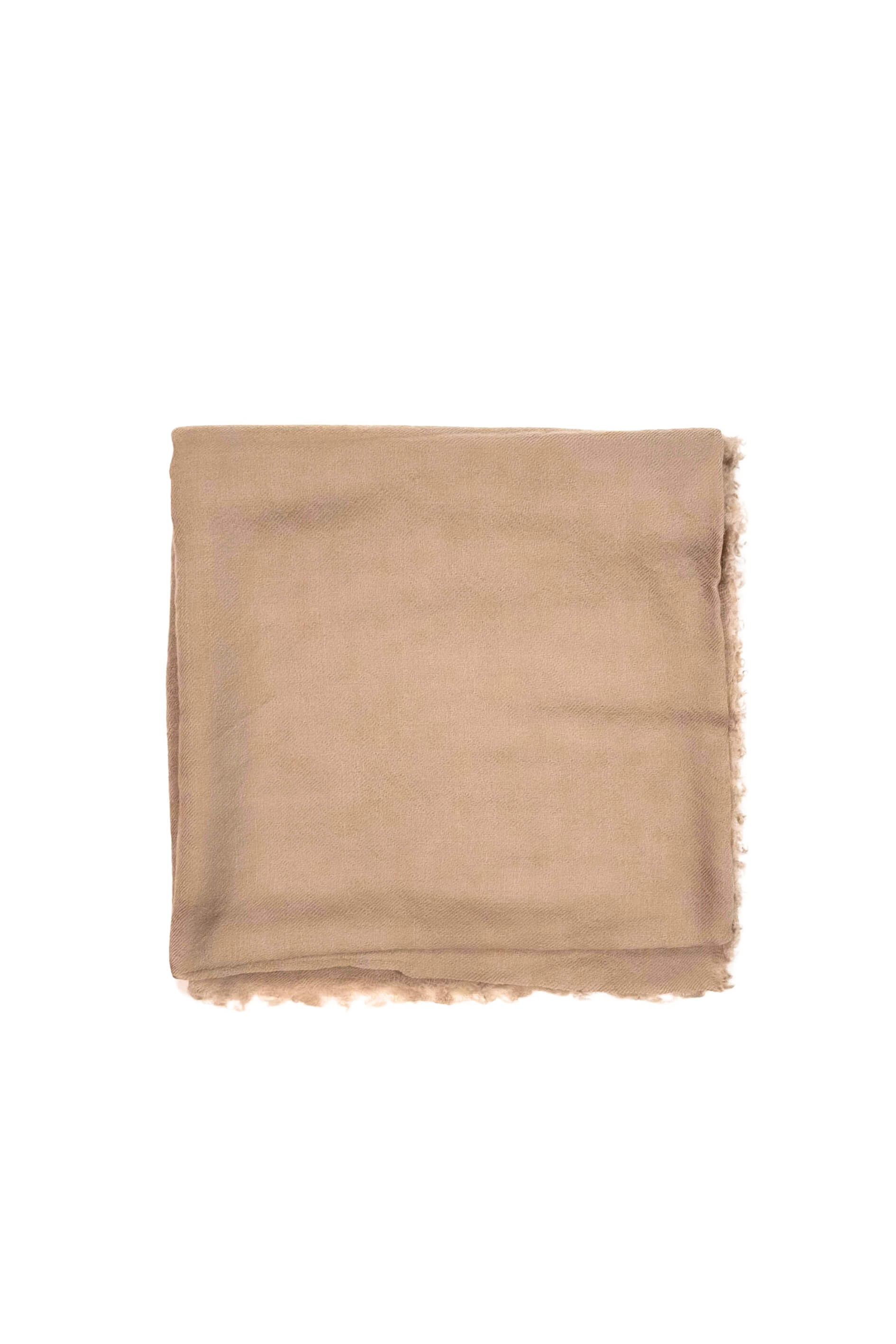 Sand ultrafine cashmere scarf folded square, flat view – Love Cashmere NZ