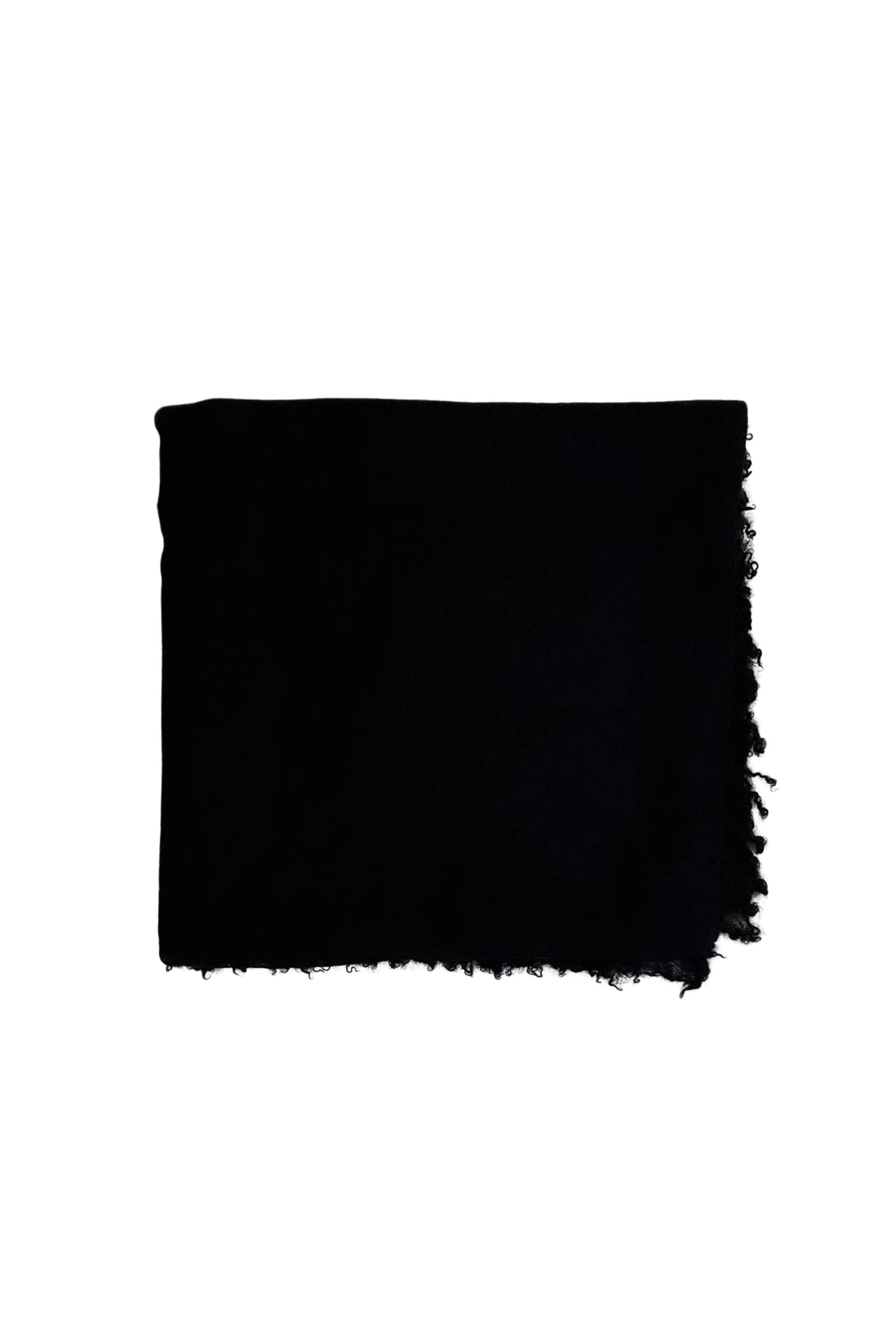 Black ultrafine cashmere scarf folded square, flat view – Love Cashmere NZ