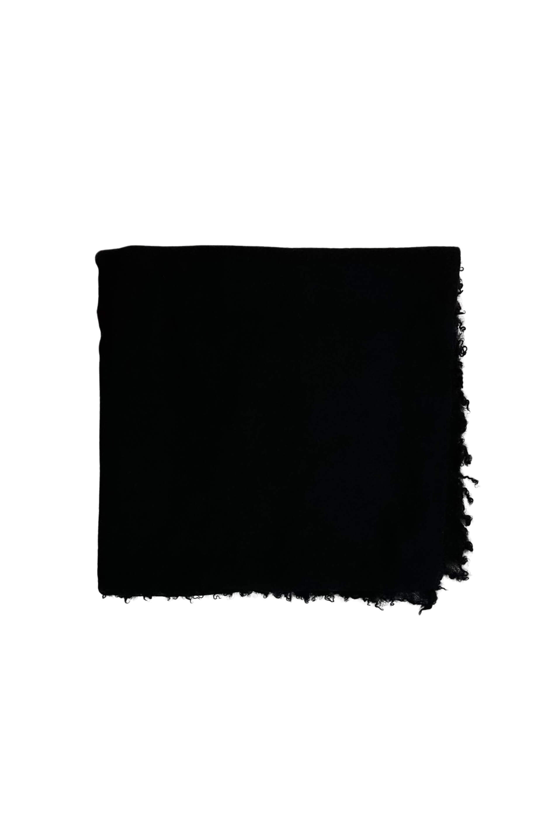Black ultrafine cashmere scarf folded square, flat view – Love Cashmere NZ