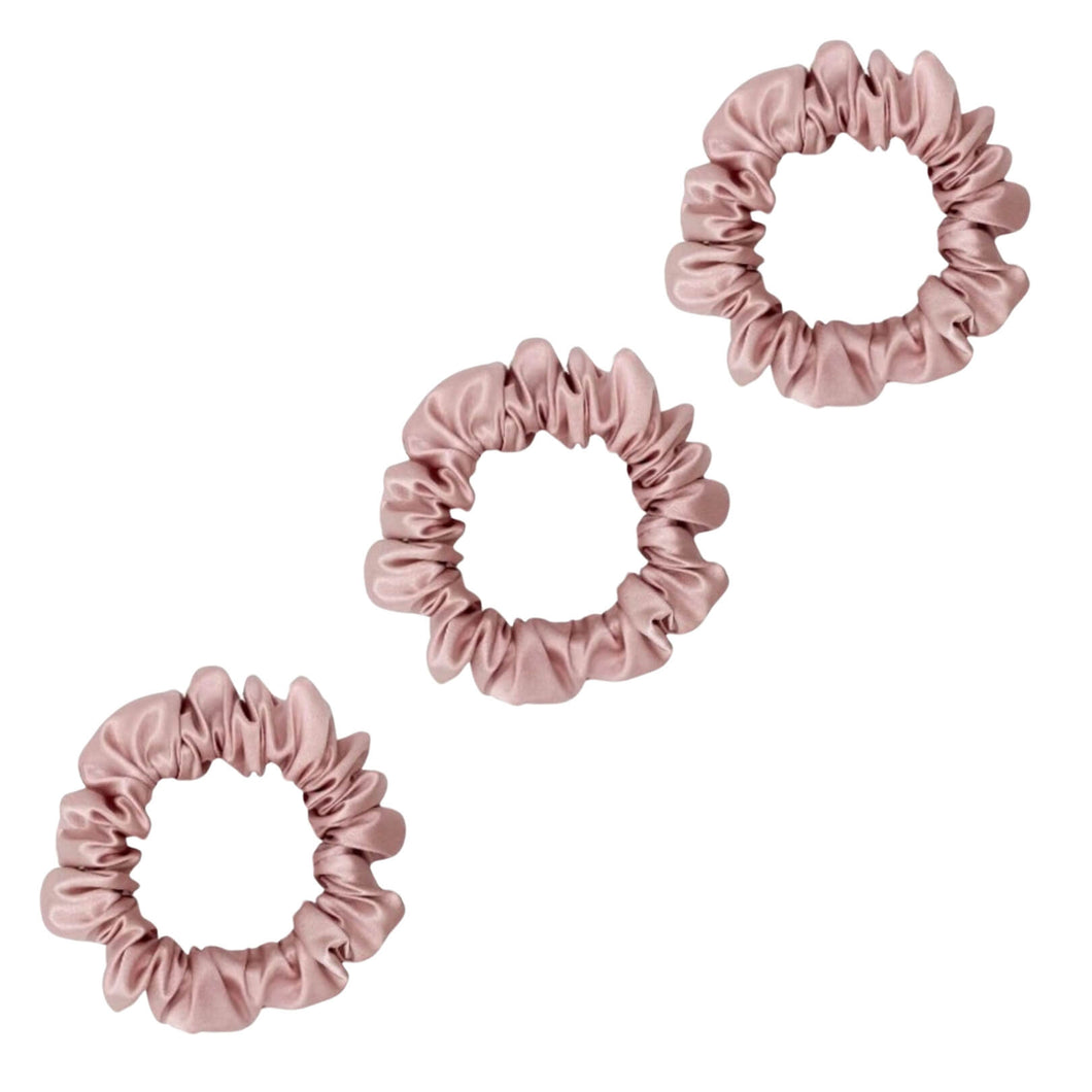 3 Pack Premium Small Mulberry Silk Scrunchies - Pink