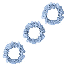 Load image into Gallery viewer, 3 Pack Premium Small Mulberry Silk Scrunchies - Sky Blue
