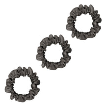 Load image into Gallery viewer, 3 Pack Premium Small Mulberry Silk Scrunchies - Grey
