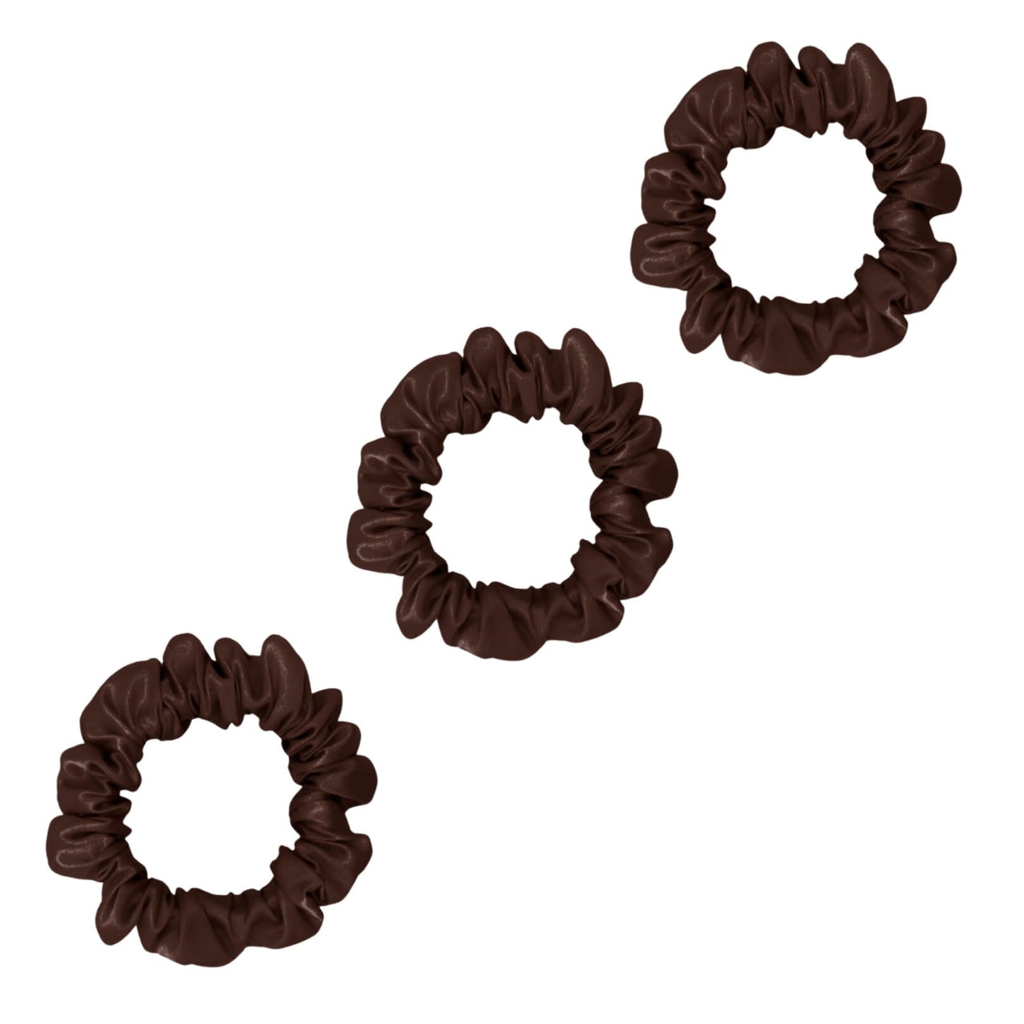 Three chocolate small mulberry silk scrunchies – LS Silk NZ
