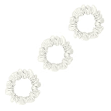 Load image into Gallery viewer, 3 Pack Premium Small Mulberry Silk Scrunchies - White
