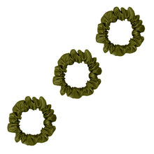 Load image into Gallery viewer, 3 Pack Premium Small Mulberry Silk Scrunchies - Olive -
