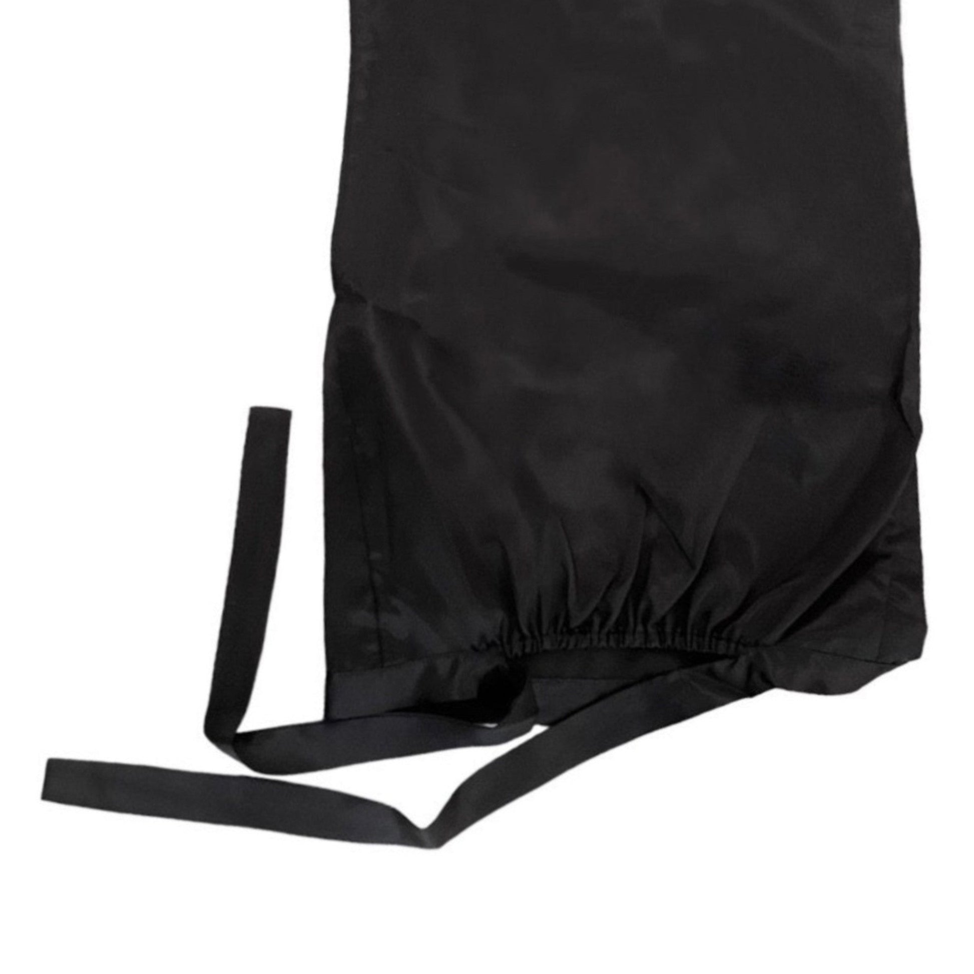 Close-up of black extra-large silk bonnet with adjustable tie – LS Silk NZ