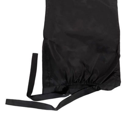 Close-up of black extra-large silk bonnet with adjustable tie – LS Silk NZ