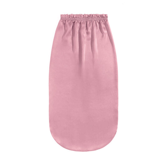Pink extra-large long silk hair bonnet, flat product view – LS Silk NZ