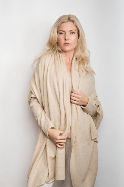Versatile Pure Cashmere Wrap & Scarf - Cream