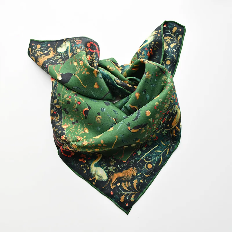 Green Oasis Pure Mulberry Silk Scarf Bandana