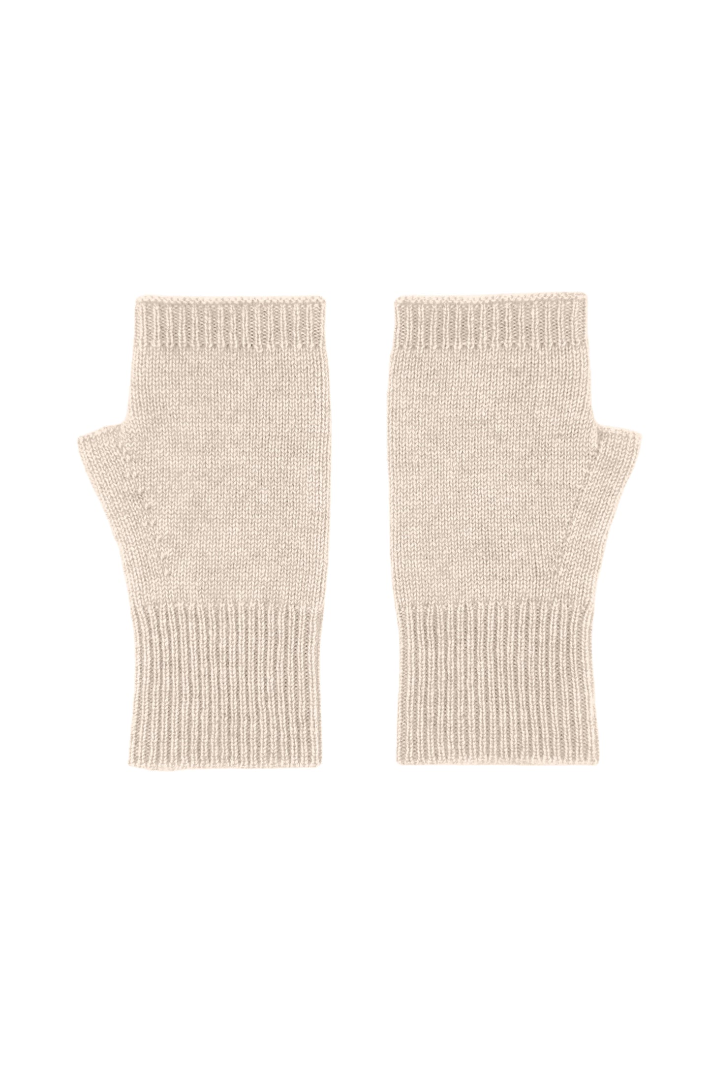 Beige pure cashmere fingerless gloves, flat product view – Love Cashmere NZ