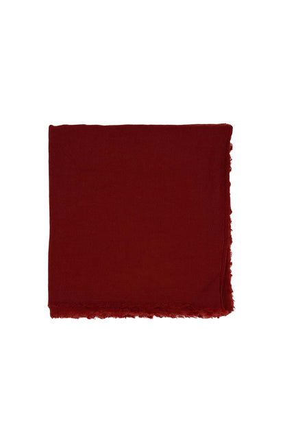 Sangria red ultrafine cashmere scarf folded square, flat view – Love Cashmere NZ
