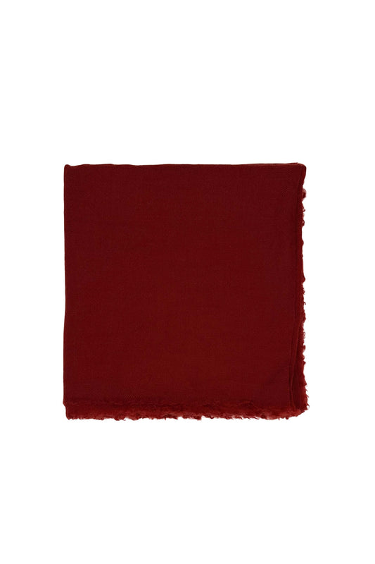 Sangria red ultrafine cashmere scarf folded square, flat view – Love Cashmere NZ