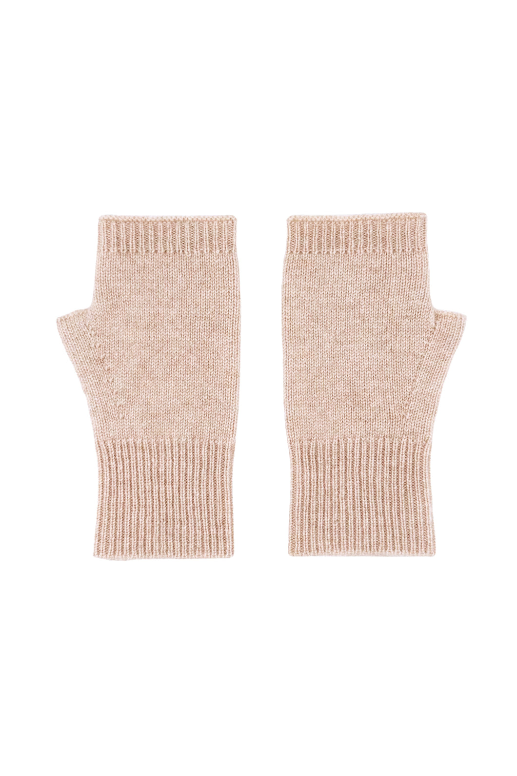 Cashmere Fingerless Gloves Mittens - Cream