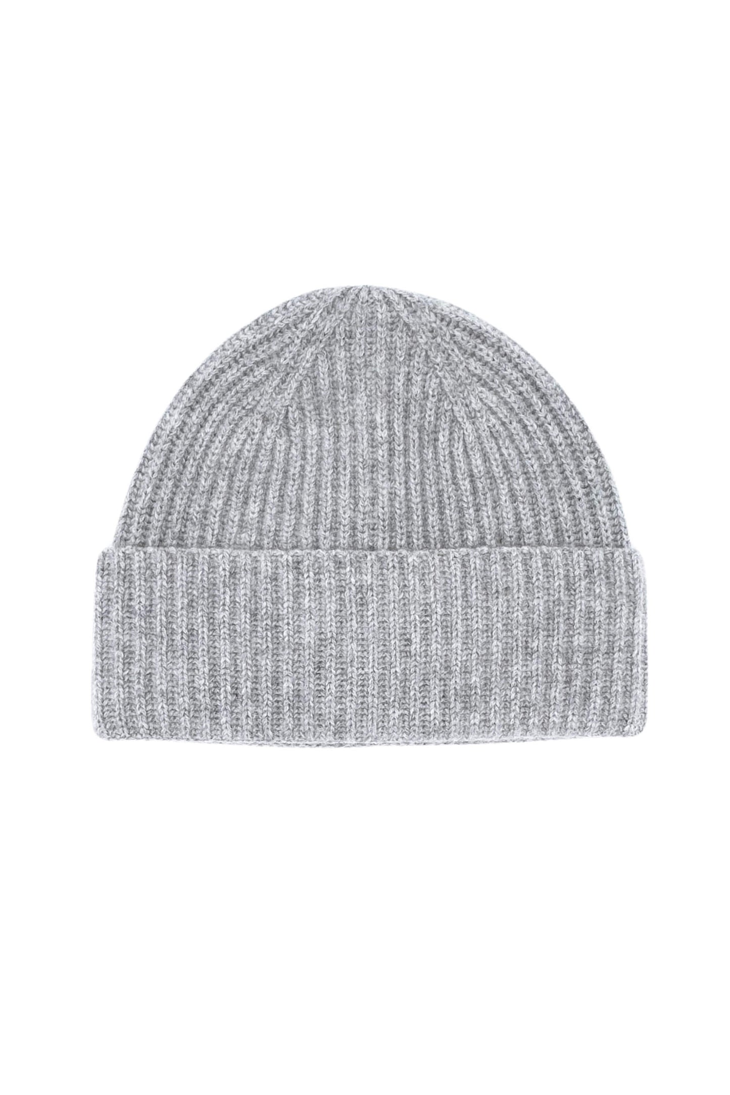 Grey ribbed pure cashmere unisex beanie, flat product view – Love Cashmere NZ