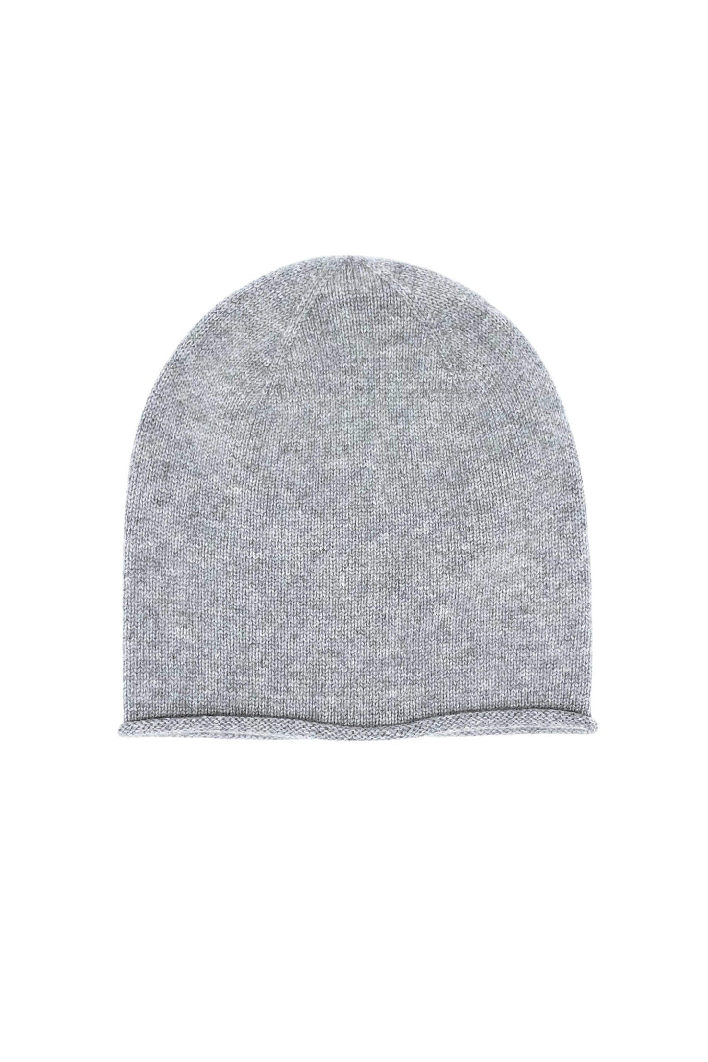 Grey pure cashmere unisex roll-edge beanie, flat product view – Love Cashmere NZ