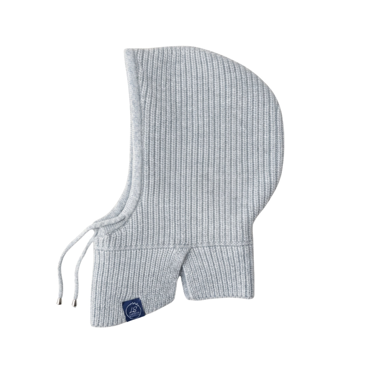 Light grey ribbed cashmere knit balaclava hood, silk-lined – LS Silk NZ