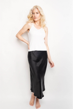 Load image into Gallery viewer, Timeless Classic Bias-Cut Silk Midi Skirt - Black
