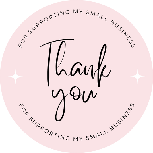 Pink thank-you sticker: supporting my small business – Love Cashmere NZ
