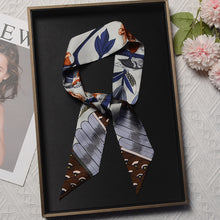 Load image into Gallery viewer, Blossom and Plume Silk Twilly Scarf Pure Mulberry Silk Skinny Scarf
