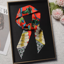 Load image into Gallery viewer, Blossom and Plume Silk Twilly Scarf Pure Mulberry Silk Skinny Scarf
