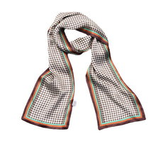 Load image into Gallery viewer, Houndstooth Elegance Pure Mulberry Silk Long Scarf Silk Twilly
