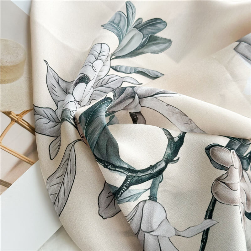 Moonlit Magnolia Pure Mulberry Silk Extra Large Long Scarf