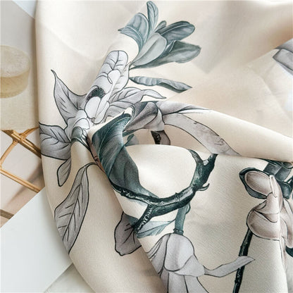 Moonlit Magnolia Pure Mulberry Silk Extra Large Long Scarf