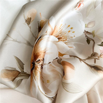 Champagne Blossom Pure Mulberry Silk Extra Large Long Scarf