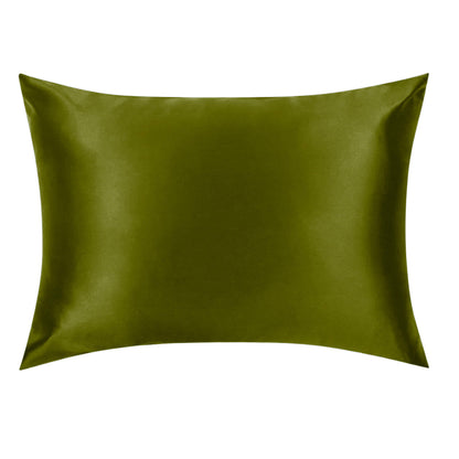Olive green mulberry silk pillowcase with zip closure, NZ queen size – LS Silk NZ