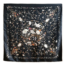 Load image into Gallery viewer, Timeless Floral Elegance Pure Mulberry Silk Scarf Bandana
