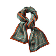 Load image into Gallery viewer, Verdant Blossom Pure Mulberry Silk Long Scarf Silk Twilly
